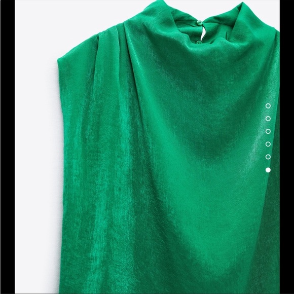 RUCHED SATIN EFFECT TOP GREEN - Picture 3 of 8